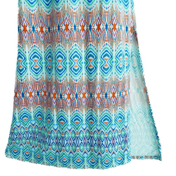 Cabi Maxi Dress Sun Aztec Drape Neckline Adj Straps Side Slit Stretch Knit M - Picture 4 of 9